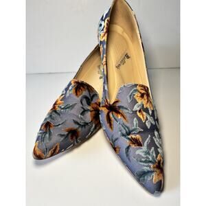 Bellini FLORA FLOWER Floral Shoes Slip Ons Size 9.5 Kitten Heel Pointed Toe